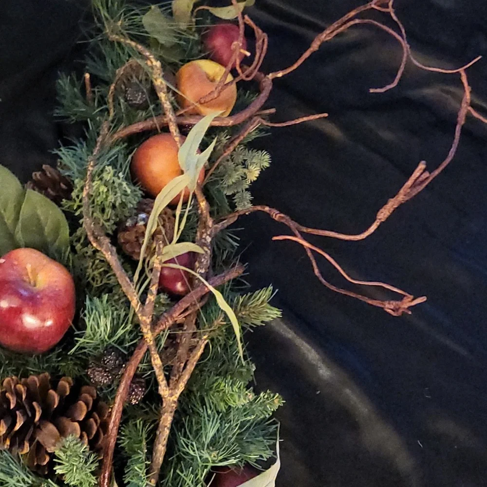 Festive Holiday Garland with Red Apples and Greenery